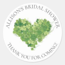Adesivo Redondo Shamrock Heart Bridal Obrigado Chá Sticker