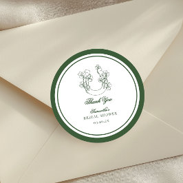 Adesivo Redondo Shamrock Horseshoe Bridal Shower Thank You