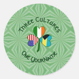 Adesivo Redondo Shamrock Irlandês Americano Bahamiano Personalizad