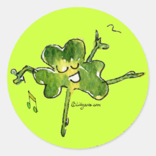 Adesivo Redondo Shamrock irlandês dançante n Roll 10 Sticker