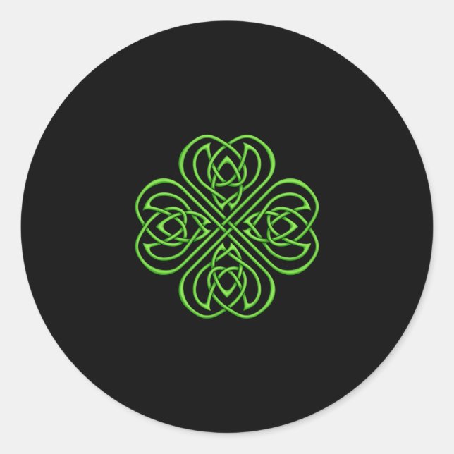 Adesivo Redondo Shamrock Irlandês - Knotwork Celta Verde (Frente)