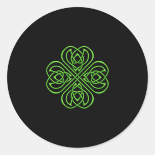 Adesivo Redondo Shamrock Irlandês - Knotwork Céltico Verde