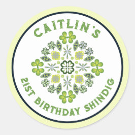 Adesivo Redondo Shamrock Mandala - aniversário de 21 anos