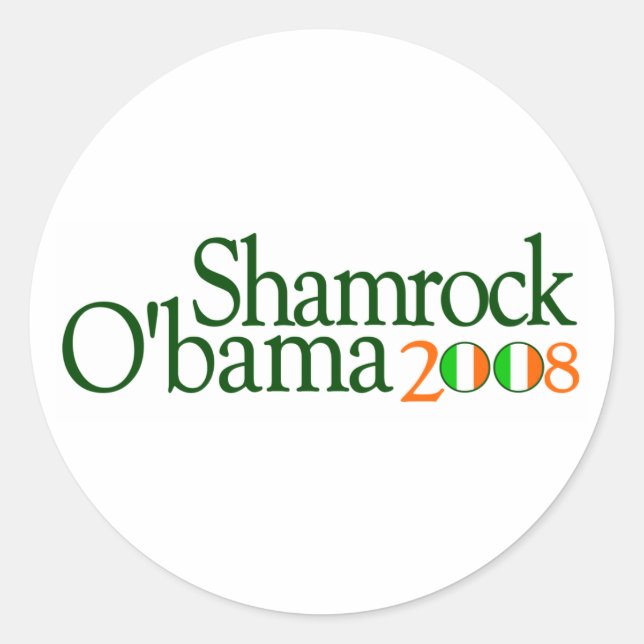 Adesivo Redondo Shamrock Obama 2008 (Frente)