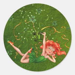 Adesivo Redondo Shamrock Party Girl