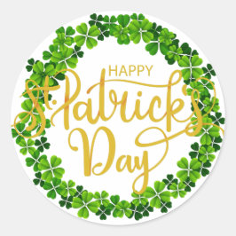 Adesivo Redondo Shamrock Ring - Ruas felizes. Dia de Patrick
