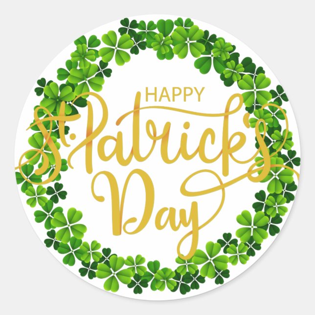 Adesivo Redondo Shamrock Ring - Ruas felizes. Dia de Patrick (Frente)