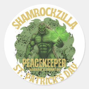 Adesivo Redondo Shamrockzilla Pacificador: St. Patrick’s Day Kaiju