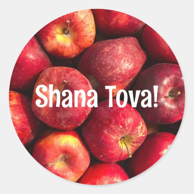 Adesivo Redondo Shana Tova Apple Stickers (Frente)