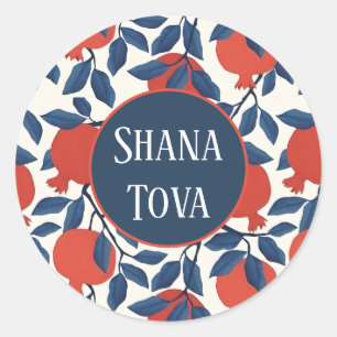 Adesivo Redondo Shana Tova Design Botânico de Romã Elegante