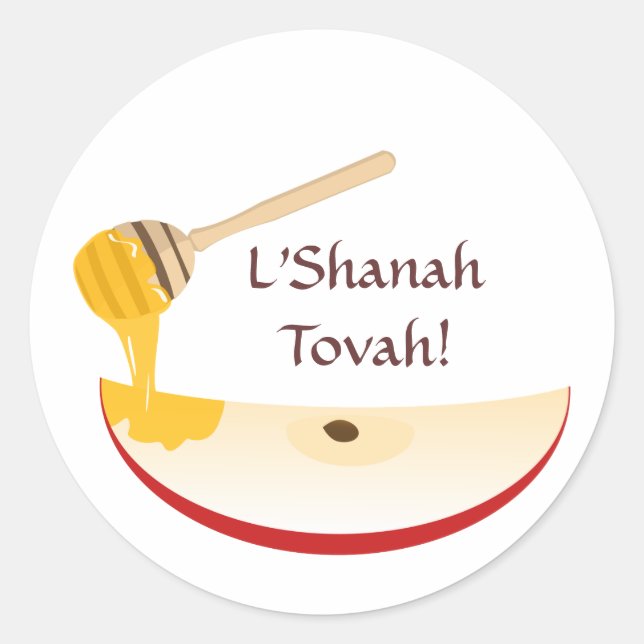 Adesivo Redondo Shanah Tovah Rosh Hashanah Ano Novo (Frente)