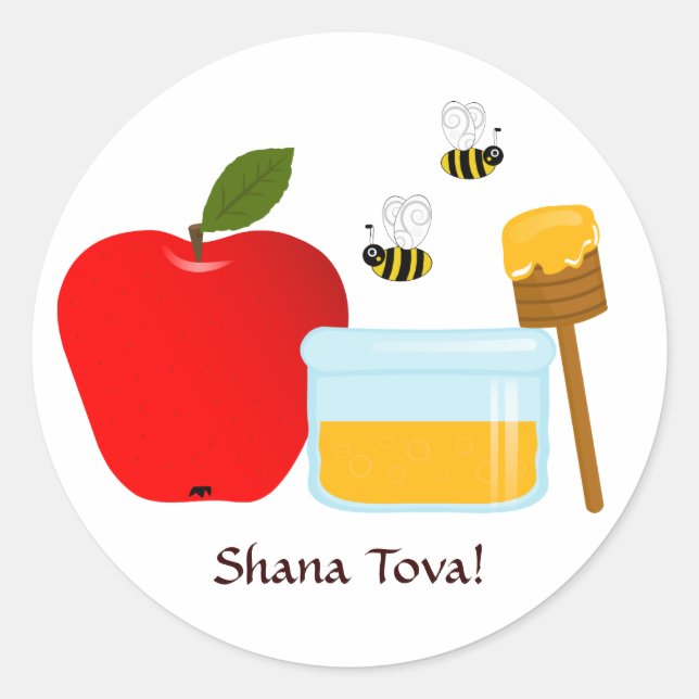 Adesivo Redondo Shanah Tovah Rosh Hashanah Ano Novo (Frente)