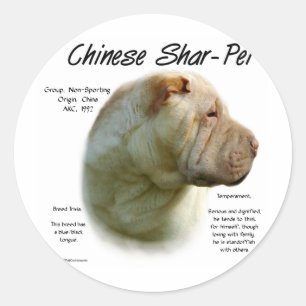 Adesivo Redondo Shar Pei Chinês História; shar-pei Chinês
