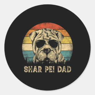 Adesivo Redondo Shar Pei Pai Cachorro Amplia Tea Dia de os pais
