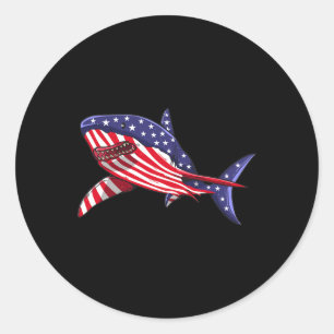 Adesivo Redondo Shark American Flag Jawsome 4 De Julho Meninos