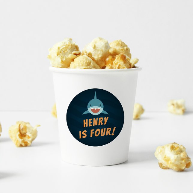 Adesivo Redondo Shark Bait | Aniversário de criança personalizado (Criador carregado)