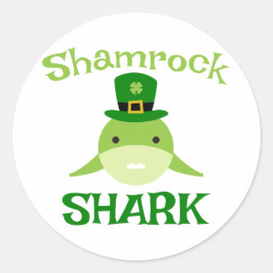 Adesivo Redondo Shark Shamrock - Ruas. Dia de Patrick