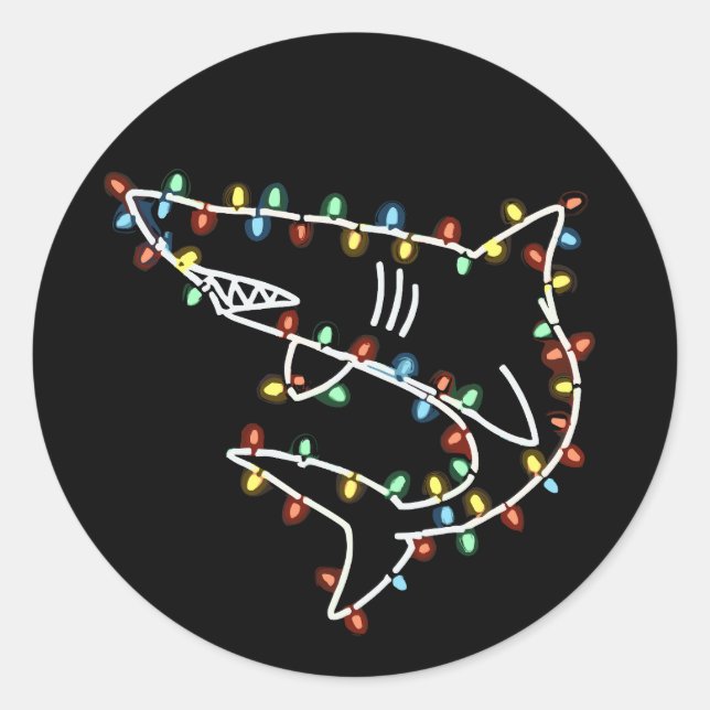 Adesivo Redondo Sharks Tree Christmas Xmas Pet Animal Shark Lover  (Frente)