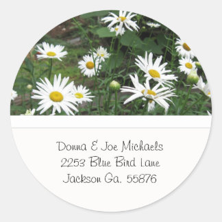 Adesivo Redondo Shasta Daisies Endereço Stickers