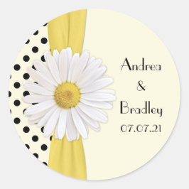 Adesivo Redondo Shasta Daisy Bolinhas Personalizada Casamento