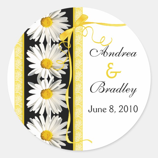 Adesivo Redondo Shasta Daisy Ribbon Autocolante Personalizado (Frente)