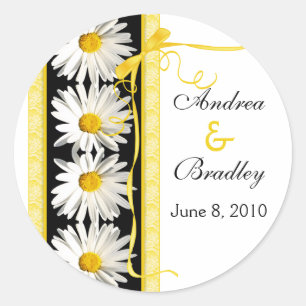 Adesivo Redondo Shasta Daisy Ribbon Autocolante Personalizado