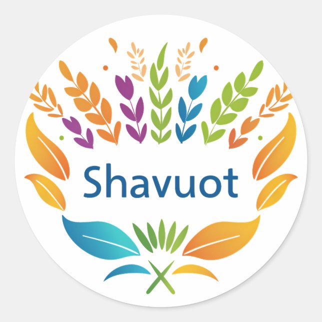 Adesivo Redondo Shavuot - Símbolo Shavuot com Trigo Colorido (Frente)