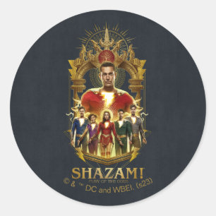 Adesivo Redondo SHAZAM! Fury of the Gods   Ornamentado SHAZAMily F