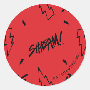 Adesivo Redondo SHAZAM! Fury of the Gods   Padrão de porta do marc