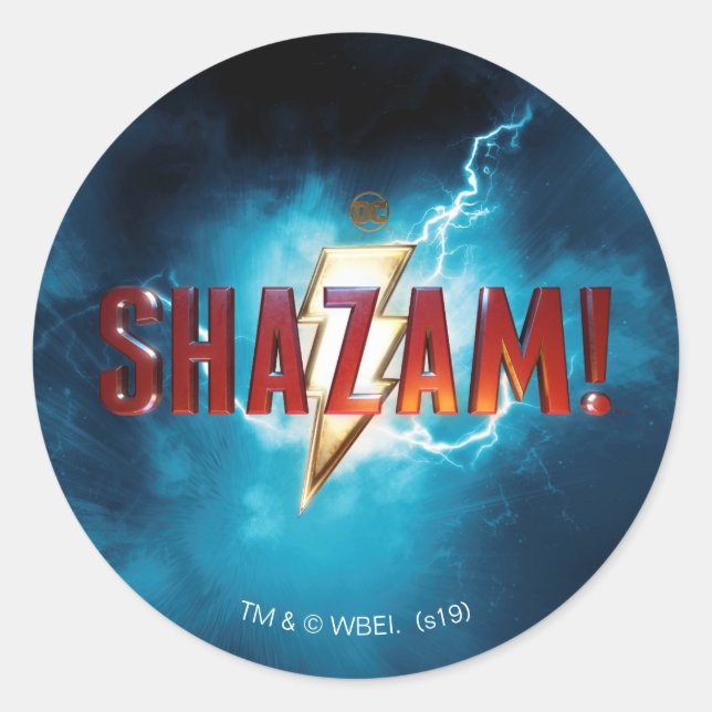 Adesivo Redondo SHAZAM! | Logotipo Teatral (Frente)