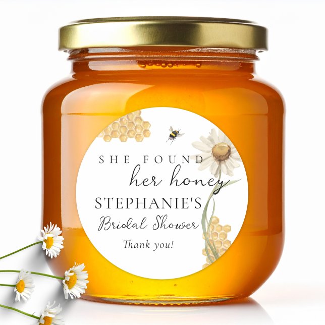 Adesivo Redondo She Found Her Honey Personalized Bridal Shower (Criador carregado)