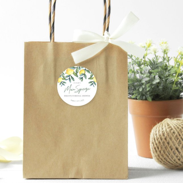 Adesivo Redondo She Found Her Main Squeeze Lemon Bridal Shower (Criador carregado)