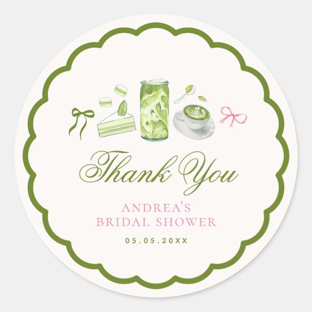 Adesivo Redondo She Found Her Perfect Matcha Bridal Shower Favor (Frente)