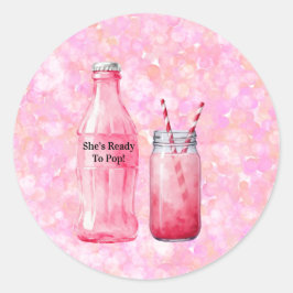 Adesivo Redondo She’s Ready To Pop Girl Baby Shower