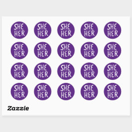 Adesivo Redondo SHE / SEU Pronouns Handlettering Conjunto de
