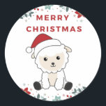 Adesivo Redondo Sheep Christmas Sheep Winter Animals Classic Round<br><div class="desc">The sheep for Christmas with fairy lights. Funny animals with gifts and snow to the holidays. Also funny for Christmas in July. Sheep are sweet animals and perfect for Christmas.</div>