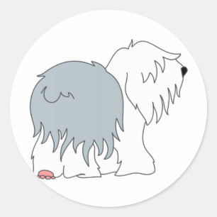 Adesivo Redondo Sheepdog Bobtail