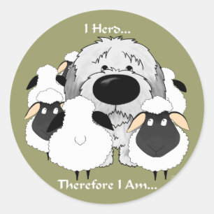 Adesivo Redondo Sheepdog inglês velho - rebanho de I