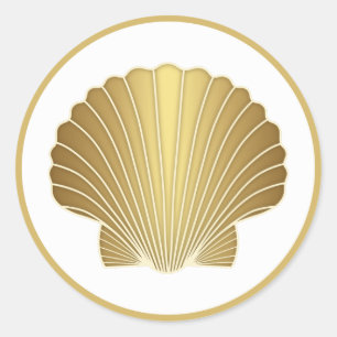 Adesivo Redondo Shell Elegante Dourado