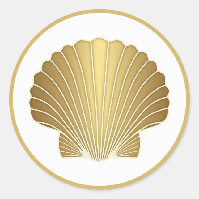 Adesivo Redondo Shell Elegante Dourado (Frente)
