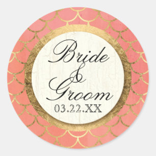 Adesivo Redondo Shell modela o casamento formal da folha Dourado
