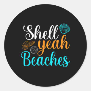 Adesivo Redondo Shell Sim Beaches Férias de Verão Cruzeiro Tropica