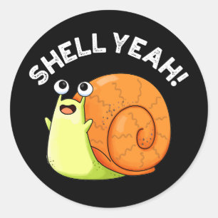 Adesivo Redondo Shell Sim Funny Snail Pun Dark BG