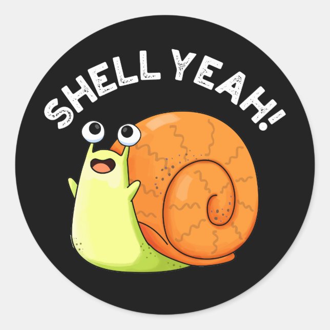 Adesivo Redondo Shell Sim Funny Snail Pun Dark BG (Frente)