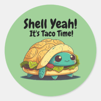Adesivo Redondo Shell Sim! Hora do Taco! Taco Turtle