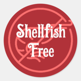 Adesivo Redondo Shellfish Alergia Shellfish Aviso Peixe Livre