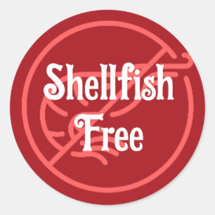 Adesivo Redondo Shellfish Alergia Shellfish Aviso Peixe Livre