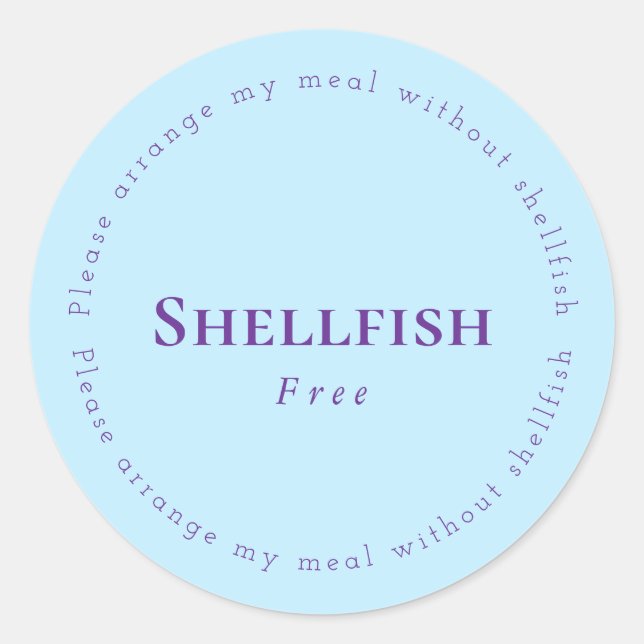 Adesivo Redondo Shellfish Free Request Sticker, Light blue, Purple (Frente)