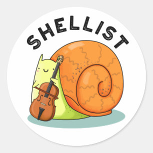 Adesivo Redondo Shellist Cute Snail Cello Pun