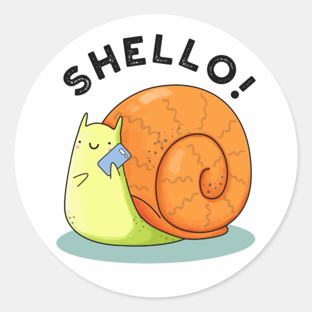 Adesivo Redondo Shello Funny Snail Celular Pun (Frente)